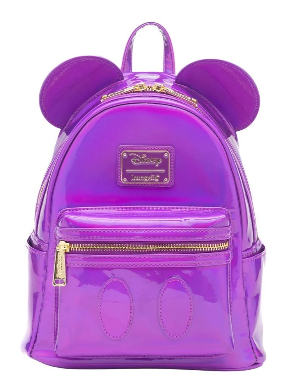 Loungefly Purple Iridescent Mickey Ear Mini Backpack with Gold Hardware